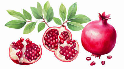 Granatapfel, pomegranate in Watercolor with Generative AI