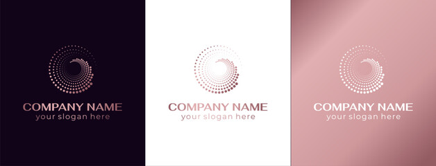 Round dot logo. Vector design element for various uses. Graphic element with small dots for designer prints. Vector