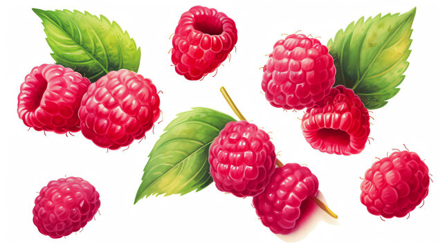 Himbeere, raspberry in Watercolor with Generative AI