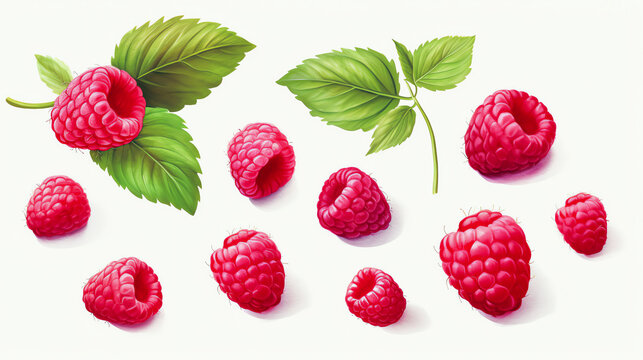 Himbeere, raspberry in Watercolor with Generative AI
