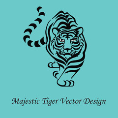 Majestic Tiger Vector Design - This majestic tiger vector design captures the raw power and untamed beauty of these magnificent big cats.