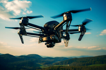 Fototapeta na wymiar Combat fantastic reconnaissance drone. Generative AI