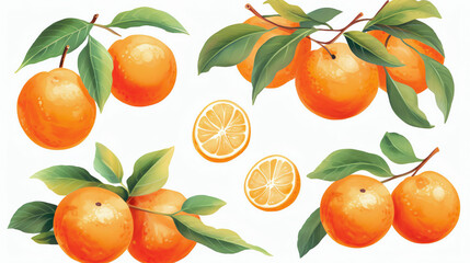 Mandarine, tangerine in Watercolor with Generative AI