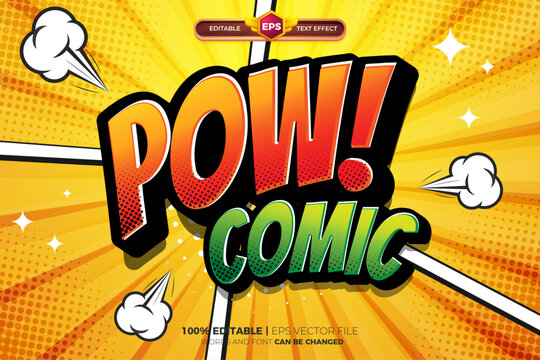 Pow Comic adventure editable text effect logo template