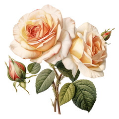 Beautiful rose flowers bouquet isolated on white background. By Generative AI.