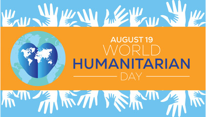 World humanitarian day (WHD) is observed every year on August 19.World Humanitarian Day  horizontal banner template
