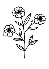 Flower plant line art simple drawn icon. Wildflower doodle botanical sketch. Floral plants vector illustration isolated on white background. Organic hand drawn elements.