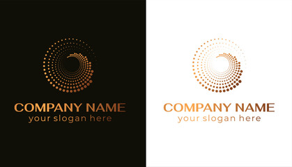 Round dot logo. Vector design element for various uses. Graphic element with small dots for designer prints. Vector