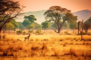 Naklejka na ściany i meble African Savanna Sub-Saharan Grassland
