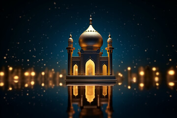 Fototapeta premium Lantern with night light background for the Muslim feast of the holy month of Ramadan Kareem