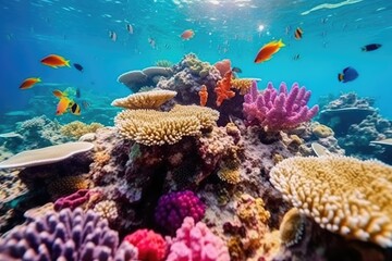 Naklejka na ściany i meble Vibrant Coral Reef Colorful Coral Colony