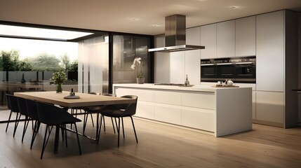 Fototapeta premium Modern kitchen, white design (Generative AI)