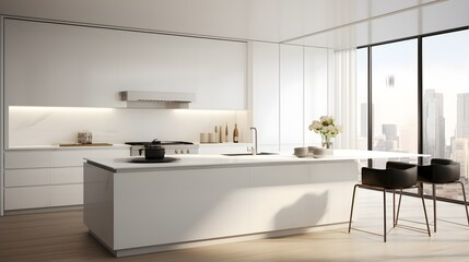 Fototapeta na wymiar Modern kitchen, white design (Generative AI)