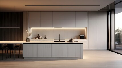 Modern kitchen, white design (Generative AI)