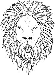 lion head vector illustration minimal line art