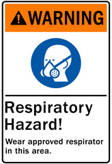 Wear respirator warning sign and labels