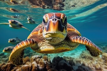 Obraz na płótnie Canvas Marine Turtles Oceanic Reptiles