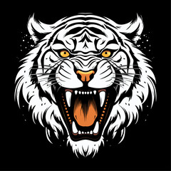 Tiger head vector, isolated on white background, vector illustration.