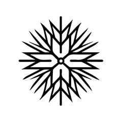 Snowflake icon. Christmas and winter theme. Simple flat black illustration on white background, vector illustration.