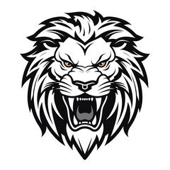 Plakat Angry Lion Roaring vector art, isolated in white background, vector illustration