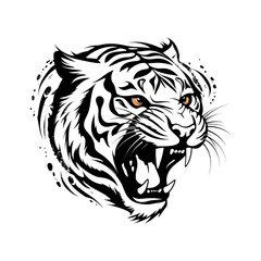 Angry tiger Roaring vector art, tiger, isolated in white background, vector illustration