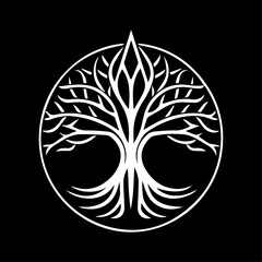 Yggdrasil tree, vector isolated on black  background, tree of life, tree, vector illustration.