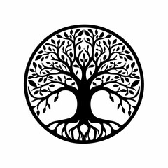 Yggdrasil tree, vector isolated on white background, tree of life, vector illustration.