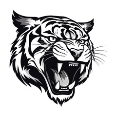 Angry tiger Roaring vector art, tiger, isolated in white background, vector illustration
