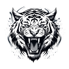 Angry tiger Roaring vector art, tiger, isolated in white background, vector illustration