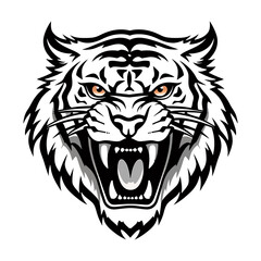 Angry tiger Roaring vector art, tiger, isolated in white background, vector illustration