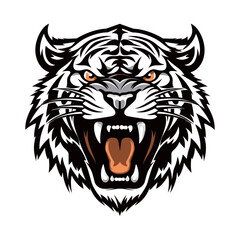 Angry tiger Roaring vector art, tiger, isolated in white background, vector illustration