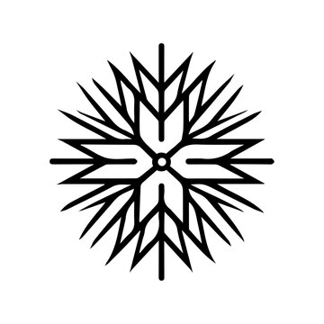 Snowflake icon. Christmas and winter theme. Simple flat black illustration on white background, vector illustration.