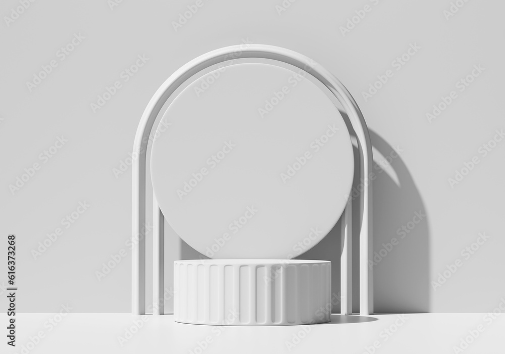 Poster abstract minimal modern white podium platform for product display showcase 3d rendering