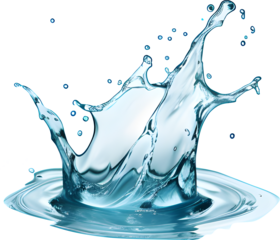 Flowing water splash isolated on white background