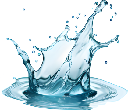 Flowing water splash isolated on white background