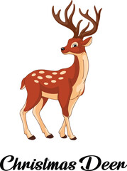 Festive Christmas Deer Vector Illustration - Step into a winter wonderland with this enchanting Christmas deer vector illustration. 