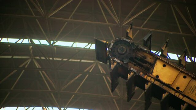 Huge coal loading conveyor belt in coal power plant.