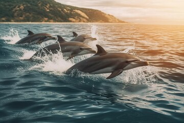 Playful Dolphins Energetic Swimmers