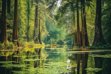 Tranquil Forest Lake Serene Woodland Reservoir