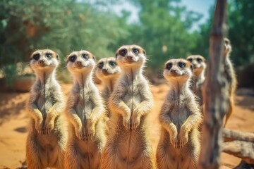 Fototapeta premium Curious Meerkats Inquisitive Mammals
