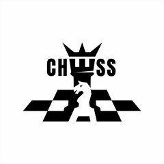 Chess knight vector logo design with rook and king.