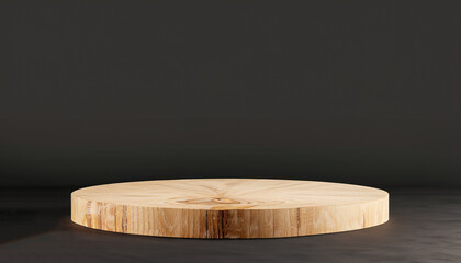 Wooden podium for display product. Background for cosmetic product branding, identity and packaging