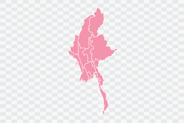 Myanmar Map Rose Color Background quality files png