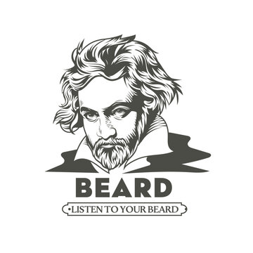 Beard potrait logo,  illustration, logo, vector, beard, icon, symbol, design, face