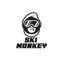 Monkey ski logo, design, character, logo, monkey, wild, animal