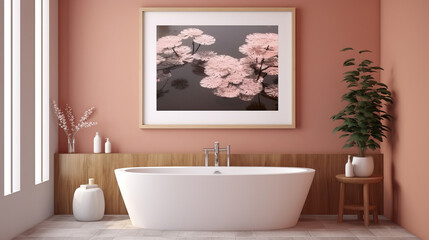 Naklejka na ściany i meble Mock up poster frame in Bathroom, Mockups Design 3D, HD