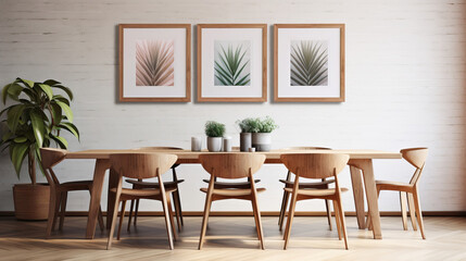 Fototapeta premium Mockup poster frame in Dining Room, Mockups Design 3D, HD