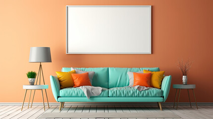 Mockup poster frame in Living Room, Mockups Design 3D, HD