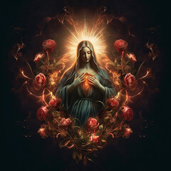 Immaculate Heart of the Holy Mary. AI generativ.