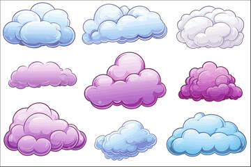 Obraz premium Set Of Cloud in cartoon style 